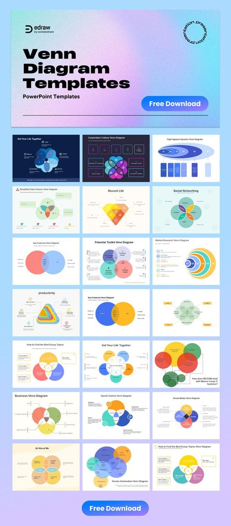 Venn Diagram Templates | PowerPoint Templates Venn Diagram Design Creative Template, Set Theory, Project Management Dashboard, Venn Diagram Template, Templates Powerpoint, Data Visualization Design, Ppt Design, Diagram Design, Powerpoint Template Free