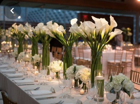 Lily Centerpieces, Calla Lily Wedding, Elegant Wedding Centerpiece, Lily Wedding, Gold Wedding Decorations, Wedding Floral Centerpieces, Performing Arts Center, Wedding Centerpieces Diy, Flower Centerpieces Wedding