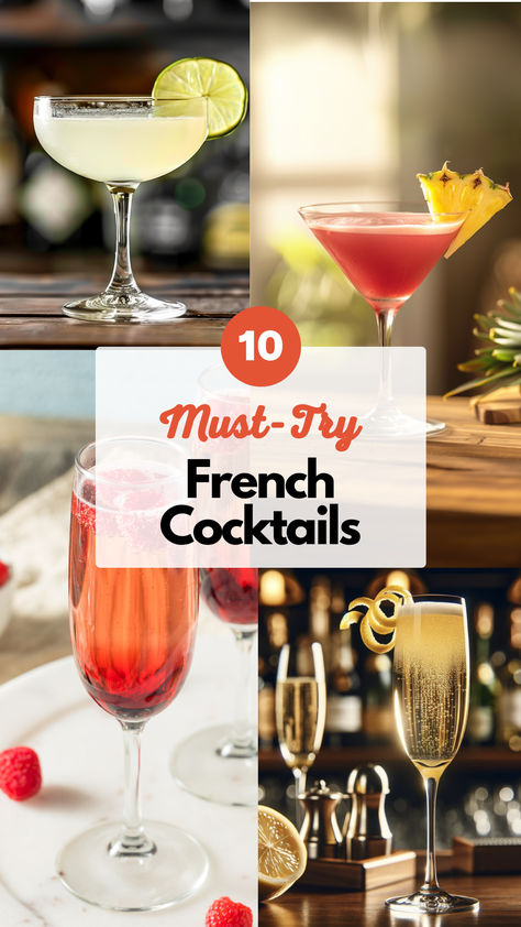 French Cocktails French Drinks Nonalcoholic, French Cocktail Party, European Cocktails, Paris Drinks, French Cocktail Party Food, French Liquor, French Drinks, Restaurant Cocktails, French Drinks Cocktails