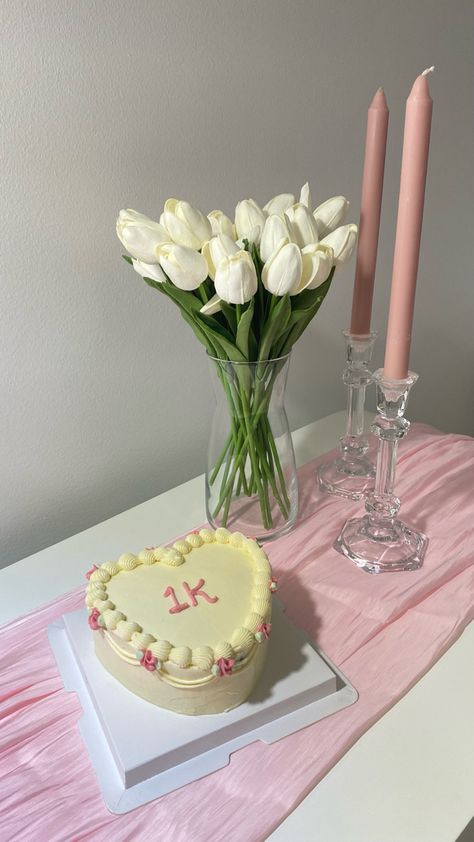 #eventplanners #decor #homebusinessideas #tulips #pink #cake 10k Followers Cake, 1k Followers Instagram, Youtube Celebration, Thank You Cake, Mood 2024, Tulips Pink, Business Aesthetic, Follower Count, Winter Arc