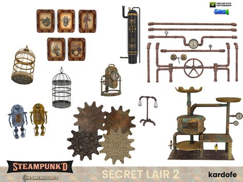 Sims 4 Factory Cc, Sims 4 Industrial Cc, Sims 4 Cc Industrial, Sims 4 Industrial Build Cc, Sims 4 Steampunk Cc, Sims 4 Cc Steampunk Furniture, Sims 4 Cc Steampunk Goggles, Secret Lair, Steampunk Furniture