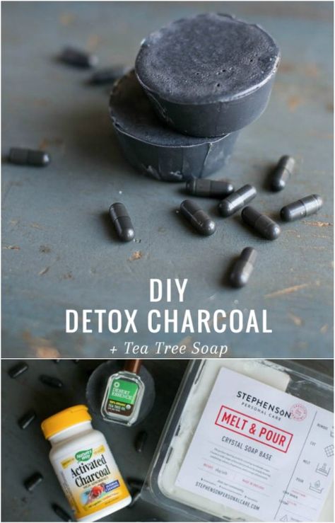 Homemade Detox Charcoal And Green Tea Soap Activated Charcoal Soap Recipe, Charcoal Soap Recipe, Diy Activated Charcoal, Diy Detox, Savon Diy, Tea Tree Soap, Săpunuri Handmade, Tree Soap, Activated Charcoal Soap