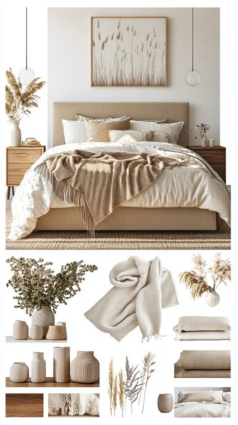 Imagine if there was an account that told you exactly where to shop for every dreamy detail. This Beige Velvet Ottoman Bed mood board is your guide to recreating the perfect mid-century modern bedroom. From walnut wood nightstands to minimalist decor, cozy throw blankets, and soft linen bedding, everything here radiates warm neutral tones and effortless elegance. Want this look in your space? Follow for more shoppable inspirations! 🛏️✨ Bedroom Goals, MidCentury Modern, Neutral Vibes, Cozy Chic Neutral Bedroom Mood Board, Bed Mood Board, Walnut Wood Nightstand, Neutral Vibes, Wood Nightstands, Neutral Bedding, Neutral Bedrooms, Mid Century Modern Bedroom, Walnut Furniture