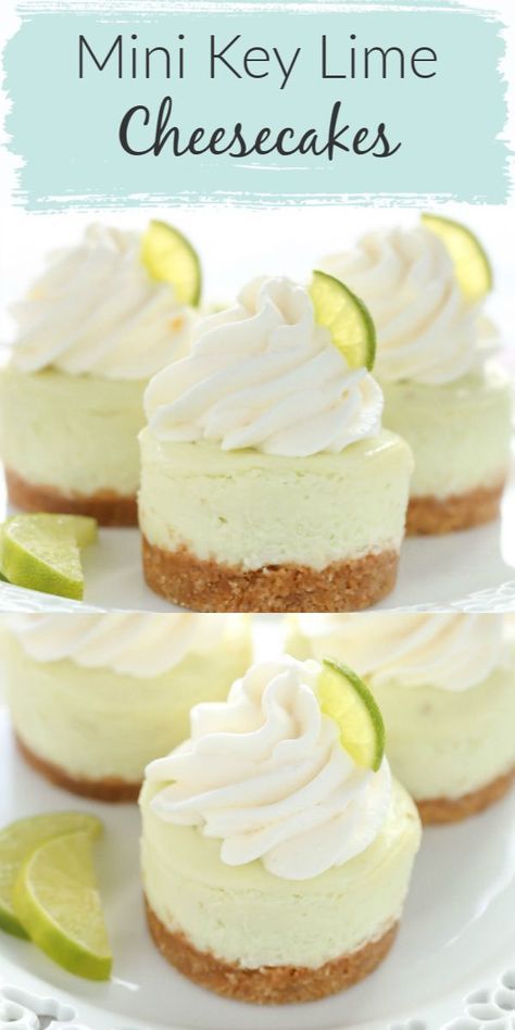 Gastronomische Desserts, Homemade Graham Cracker, Mini Cheesecakes Easy, Homemade Graham Cracker Crust, Lime Desserts, Key Lime Cheesecake, Dessert Parfait, Mini Cheesecake Recipes, Homemade Graham Crackers