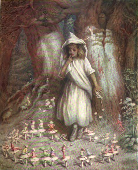 Kate Greenaway - English children's book illustrator and writer Elf Ring, Kate Greenaway, Fairy Ring, Vintage Fairies, Fairy Art, Folk Tales, Fairy Land, Childrens Illustrations, Children's Book Illustration