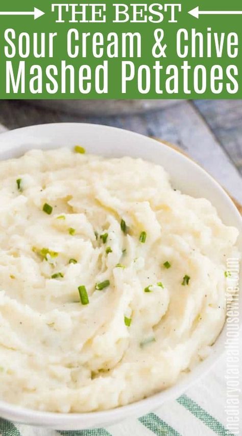 Chive Mashed Potatoes, Ranch Mashed Potatoes, Sour Cream Mashed Potatoes, Mashed Potatoes Recipe Easy, Sour Cream Potatoes, Homemade Sour Cream, Easy Mashed Potatoes, Homemade Mashed Potatoes, Best Mashed Potatoes