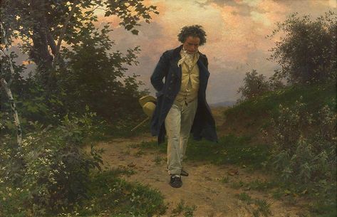 Julius Schmid. Beethoven’s walk in nature. Beethoven Painting, Vienna Museum, Famous Composers, Ludwig Van Beethoven, Ode To Joy, Music Composers, Composers, Walking In Nature, Classical Music