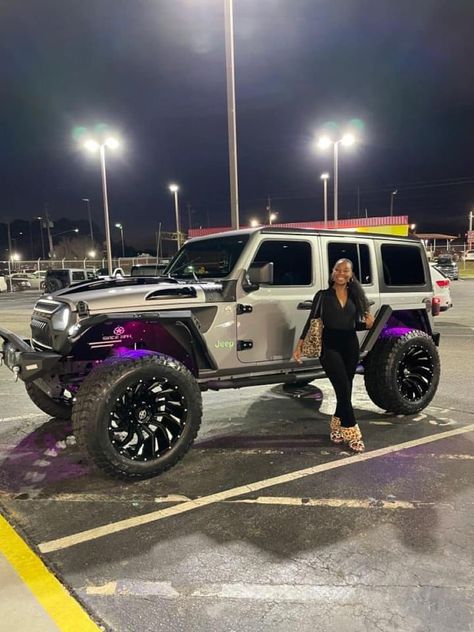 Jeep With Big Wheels, Custom Wrangler Jeep, Luxury Jeep Wrangler Interior, Unique Jeep Wrangler, Jeep Wrangler Accessories Exterior, Silver Jeep Wrangler Accent Colors, Customized Jeep Wrangler, 2024 Jeep Wrangler, Black Jeep Wrangler Aesthetic