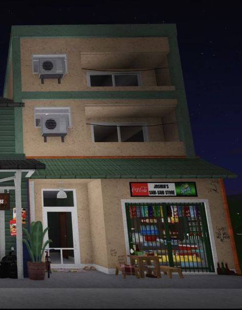 Japanese Bloxburg Town, Adopt Me Restaurant Ideas, Bloxburg 7 Eleven, Japan Bloxburg, Japanese Bloxburg, Nyc Layout, Bloxburg Neighborhood, City Bloxburg, Bronx House