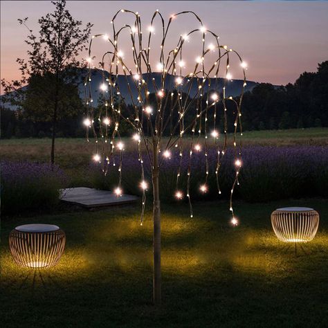 Fuchsun Led Solar Willow Tree 200 Waterproof Garden Tree for Home Decoration Warm White 4.6 ft - Walmart.com Willow Trees Garden, Solar Tree, Porch Trees, Outdoor Pathway Lighting, Small Led Lights, Outdoor Trees, Tree Lamp, Pathway Lighting, Garden Pathway