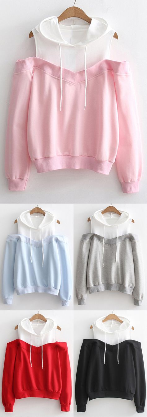 Up to 68% OFF! Two Tone Cold Shoulder Hoodie. Zaful,zaful.com,zaful fashion,tops,womens tops,outerwear,sweatshirts,hoodies,hoodies outfit,hoodies for teens,sweatshirts outfit,long sleeve tops,sweatshirts for teens,winter outfits,fall outfits,tops,sweatshirts for women,women's hoodies,womens sweatshirts,cute sweatshirts,floral hoodie,crop hoodies,oversized sweatshirt, halloween costumes,halloween,halloween outfits,halloween tops,halloween costume ideas. @zaful Extra 10% OFF Code:ZF2017 Teen Winter Outfits, Teen Crop Tops, Sweatshirt Outfit, Hoodie Outfit, Teenage Girls, Girls Fashion Clothes, Dresses For Teens, Teen Fashion Outfits, Trendy Dresses