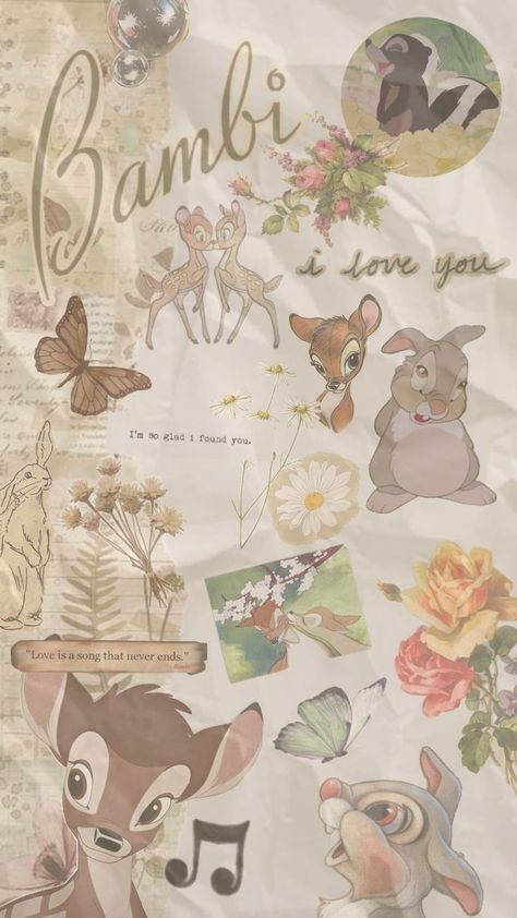 Bambi Wallpapers Iphone, Bambi Lockscreen, Bambi Wallpaper Aesthetic, Bambi Aesthetic Wallpaper, Thumper Wallpaper, Bambi Wallpapers, Bambi Aesthetic, Bambi Characters, Disney Movie Art