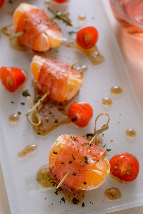 Fruit Hors D’oeuvres, Citrus Appetizers, Elegant Hor D'oeuvres, Orange Appetizers, Cold Hors D’oeuvres, Amuse Bouche Ideas, Canape Ideas, Tapas Ideas, Home Bar Ideas