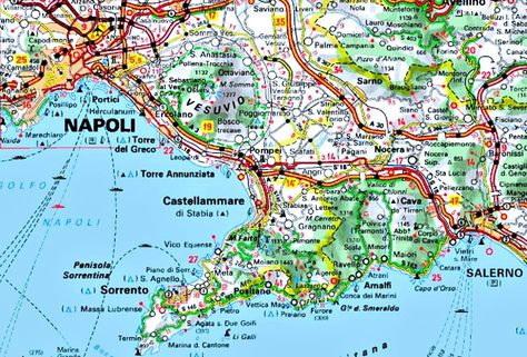 The Amalfi Coast is a popular tourist destination located in Southern Italy between the Sorrento peninsula and Salerno - Italy Amalfi Coast Map, Vaulted Roof, Syracuse Italy, Amalfi Coast Hotels, Trapani Sicily, Salerno Italy, Venice Map, Amalfi Coast Travel, Sorrento Italy