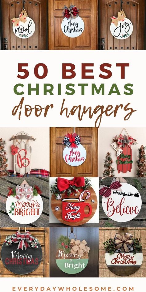 Cricut Christmas Wreath Ideas, Diy Christmas Plaques Wooden Signs, Christmas Wooden Rounds, Circle Wooden Signs, Round Boards Ideas, Circle Signs Wooden Diy, Round Signs Wood Diy, Wooden Circle Crafts, Door Hangers Ideas