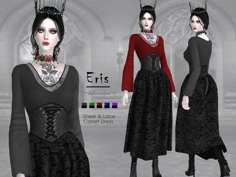 Corset Long Dress, Sims 4 Game Packs, Sims 4 Cc Goth, Ts4 Mods, Victorian Goth, Sims Hair, High Fashion Outfits, Sims4 Cc, Goth Dress