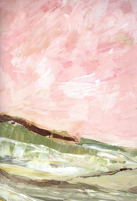 Faaris " Green And Pink Hills I " by Marcy Chapman on Canvas