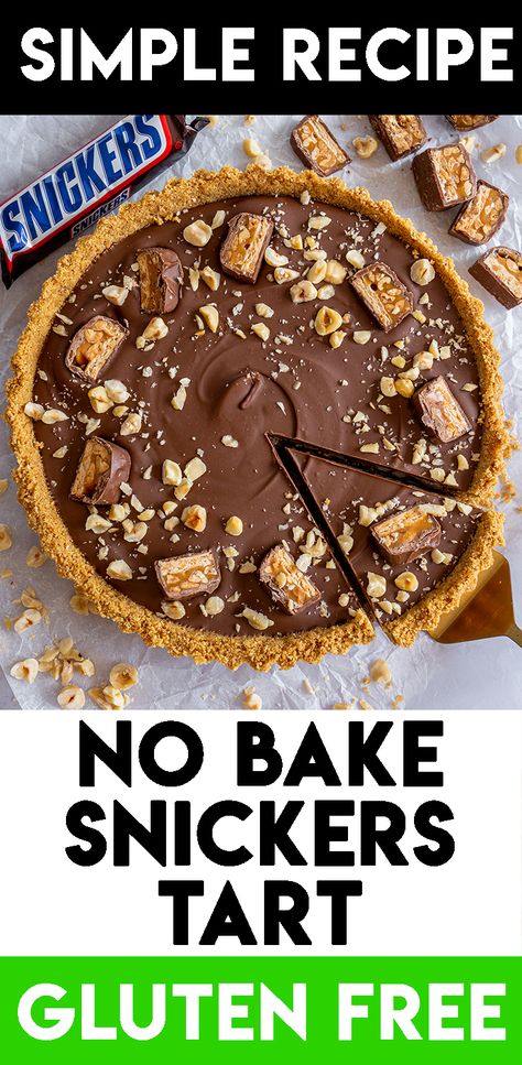 Gluten Free Snickers Caramel Tart Recipe - No-Bake Snickers Tart, Becky Excell, Caramel Tart Recipe, Snickers Cake, Caramel Tart, Tasty Dessert, Tart Baking, Digestive Biscuits, Tart Recipe