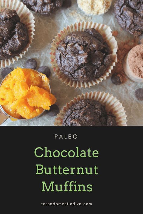 Butternut Muffins, Paleo Chocolate Muffins, Butternut Squash Muffins, Squash Muffins, Paleo Roast, Paleo Muffins, Paleo Recipes Dessert, Paleo Baking, Paleo Recipes Easy