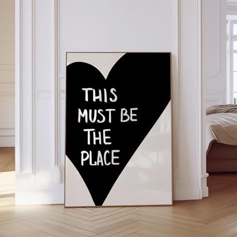 This Must Be The Place Wall Art Print Black Heart Print Retro Trendy Wall Art Aesthetic Dorm Decor Bedroom Wall Art Quote Printable Digital  Living Room Wall Art Teen Wall Art College Wall Art  🎀Printable Wall Art - IMPORTANT NOTICE: This is a digital product. You will NOT receive a physical product. You will only have a digital product. Decorate your college dorm, apartment or home with my This Must Be The Place Wall Art Print! What will you get ?  You will receive .zip file for the 5 scalable This Must Be The Place, Teen Wall, College Wall Art, Teen Wall Art, Art Teen, College Walls, Noir Art, Dorm Apartment, Wall Art Aesthetic