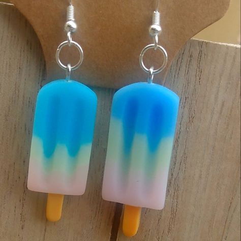 Handmade By Me! Super Cute Popsicle Earrings, Perfect For Anyone Who Loves Ice Cream, Food Or Summer Aesthetic! Available In Green Or Blue! Hooks Are Copper Filled And Hypo Allergenic For Most People. Comes With Rubber Back So No Pinching! Resin Popsicle, Disney Baubles, Popsicle Earrings, Mickey Earrings, Minnie Mouse Earrings, Mickey Mouse Earrings, Fairy Artwork, Earrings Handmade Dangle, Turquoise Earrings Dangle