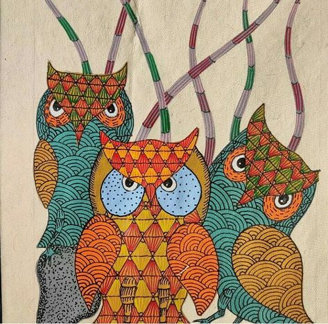 Godana Art, Gond Art Easy, Gond Art Motifs, Gond Painting Design, Gond Art Peacock, Gonda Art, Gond Art Paintings, Books Cabinet, Gond Art