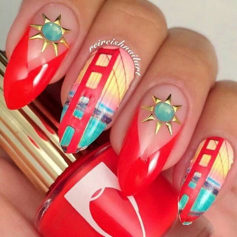 San Francisco Bridge, Different Types Of Nails, Water Marbling, Sf Giants, The Bay Area, Baseball Fan, Types Of Nails, Nail Supply, Stiletto Nails