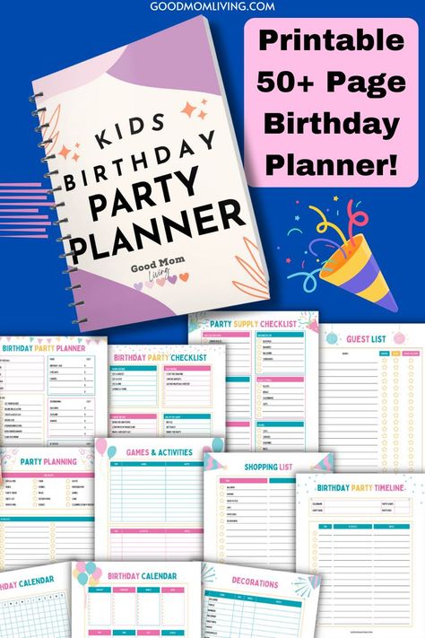 Birthday Party Planner 1st Birthday Party Checklist, Kids Birthday Party Planner, Party Supplies Checklist, Birthday Party Planning Checklist, Plan A Birthday Party, Birthday Bingo, Party Timeline, Birthday Party Checklist, Party Planning Checklist