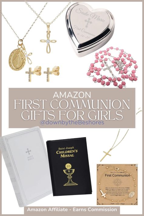 First communion gifts for girls #firstcommunion #amazonaffiliate Personalized Cross Pendant Necklace For First Communion, Spiritual Our Lady Of Guadalupe Jewelry Gift, Communion Gifts Girl, First Communion Gifts, Communion Gifts, Faith In Love, First Communion, Gifts For Girls, Gift Guide