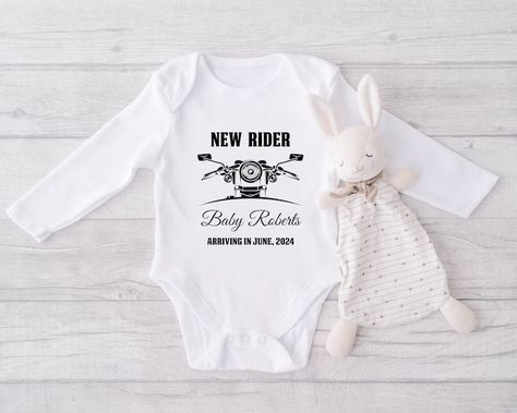 Gamer Baby, Motorcycle Baby, Announcement Ideas, Baby Birth Announcement, Pregnancy Reveal, Old T Shirts, Pregnancy Reveals, Baby Birth, Future Baby