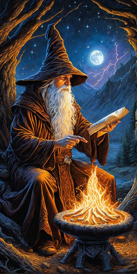 Merlin The Wizard, Steampunk Bird, Witch Pictures, Mythical Creatures Fantasy, Fantasy Wizard, Pagan Art, Characters Inspiration Drawing, Fantasy Magic, Magic Aesthetic