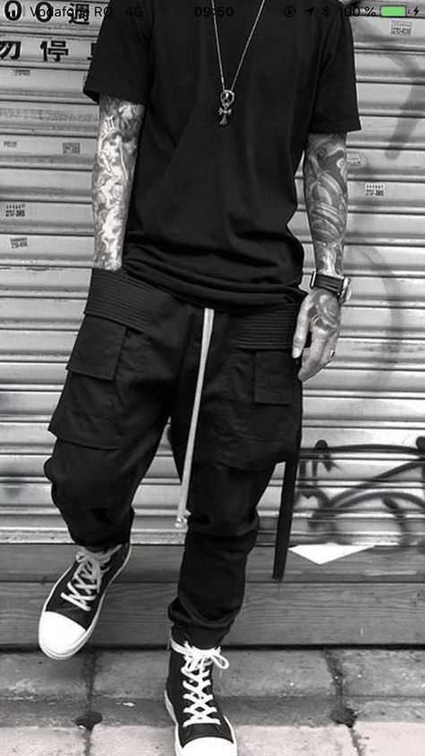 Black Grunge Aesthetic Outfit Men, Dark Casual Outfits Male, Mens Emo Outfits, Casual Techwear Men, Emo Aesthetic Men, Aesthetic Male Outfits Grunge, Dark Grunge Aesthetic Outfits Men, Dark Grunge Outfits Men, Male Clothes Aesthetic