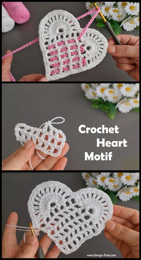 Crochet Heart Motif – Design Peak Crochet Heart Motif Free Pattern, Flat Heart Crochet Pattern, Heart Motif Crochet, Tiny Crochet Heart Pattern, Tiny Heart Crochet, Crochet Socks Tutorial, Family Christmas Sweaters, Crochet Purse Pattern Free, Crochet Jewellery