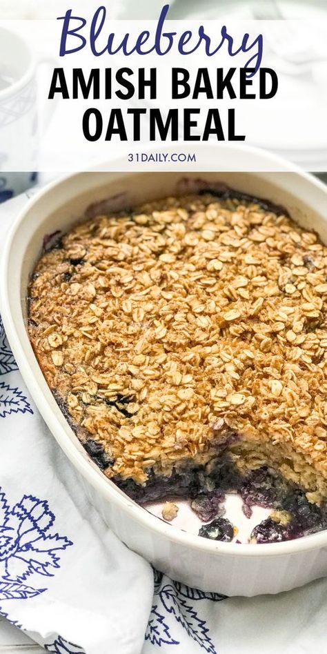 Crispy Oats, Amish Baked Oatmeal, Blueberry Baked Oatmeal, Blueberry Oatmeal, Simple Breakfast, Healthy Food Facts, Amish Recipes, Blueberry Recipes, Healthy Diet Recipes