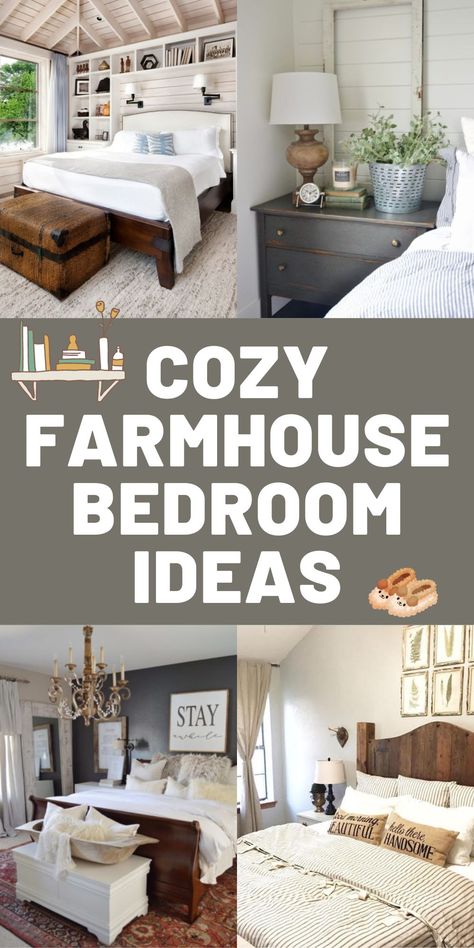 Farmhouse Master Bedding The Home Depot, Farmhouse Bedroom With Dark Bedding, Contemporary Farmhouse Interior Bedroom, Farm Bedroom Ideas Master Suite, Farmstyle Bedroom Decor Ideas, Farmhouse Modern Bedroom Decor, Bedding For 2023, Farmhouse Guest Bedroom Decor Ideas, Farmhouse Guest Room Decor