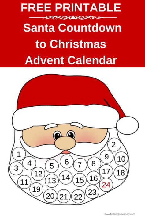 Santas Beard Advent Calendar, Advent Calendar Free Printable, Diy Countdown, Advent Calendar Free, Santa Advent Calendar, Advent Calendar Printable, Baby Christmas Crafts, Santa Countdown, Advent Calendar Diy