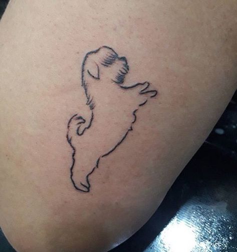 Dog Tattoo Ideas Minimalist Shih Tzu, Dog Tattoo Ideas Shih Tzu, Shih Tzu Minimalist Tattoo, Shih Tzu Memorial Tattoo, Maltese Shih Tzu Tattoo, Dog Line Art Tattoo Shih Tzu, Shin Tzu Tattoo, Shitzu Tattoo Ideas, Shih Tzu Tattoos