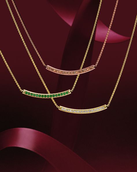 Raising the bar with Petite Pavé. A delicate row of sparkling gemstones swing from a fluid box chain. Color Stones Jewelry, Gemstone Bar Necklace, Jewellery Design Sketches, Cable Bracelets, Exclusive Gift, Bar Bracelets, Enamel Charms, Pinky Ring, Wrap Rings