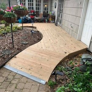 Ramps | LiveWell Mobility and Modifications Wheelchair Ramp Design Ideas, Wheelchair Ramps Ideas, Ramp Porch, Outdoor Ramp Design, Backyard Ramp, Garden Ramp, Patio With Ramp, Wheelchair Accessible Backyard, Deck Ramp Ideas