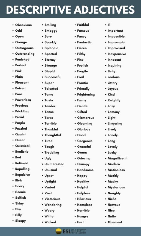 Unique Adjectives To Describe People, Adjectives For Writing, Fancy Words To Describe People, Adjectives To Describe Yourself, Good Descriptive Words, Unique Adjectives, One Word Compliments, Words For Writing, Adjectives To Describe People