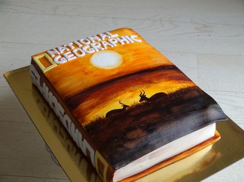 National Geographic book cake Book Cake, Nat Geo, Gorgeous Cakes, Boy Birthday Parties, Creative Cakes, Animal Planet, National Geographic, Cake Designs, Boy Birthday