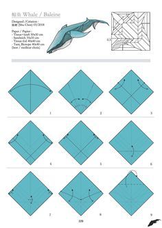 Ruby Book Origami: Diagram Blue Whale-Shu Chen Whale Origami, Origami Ship, Birthday Card For Best Friend, Card For Best Friend, Beautiful Birthday Card, Origami Shapes, Origami Diagrams, Creative Origami, Paper Carving