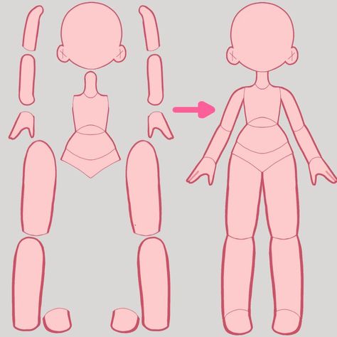 Doll Bases Drawing, Cartoonish Body Base, Animation Body Poses, Gacha Body Reference, Demon Body Base, Gacha Body Sheet, Oc Poses, Gacha Body, Motion Comic