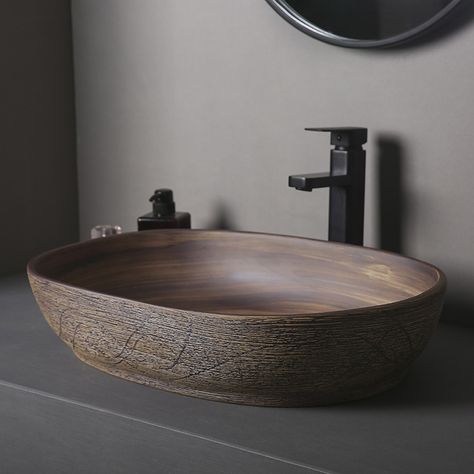 Wash Basin Design, Shower Pan Tile, Vanity Wash Basin, Custom Tile Shower, Small Bathroom Sinks, Wood Sink, Kitchen Sink Design, Washbasin Design, Modern Sink