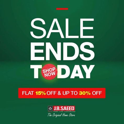 Final Hours Alert! ⏳Sale Ends TODAY! Enjoy Flat 15% OFF and Up To 30% OFF. Don’t wait—shop now and save big before it’s too late! jbsaeedhome.com/ #jbsaeedhomeandhardware #jbsaeedstore #jbsaeedhomestore #jbsaeedonline #jbsaeedonlineshopping #theoriginalhomestore #jbsaeed1933 #jbsaeedhardware #homeitems #jbsaeedoriginal Sale Ends Today, Home Hardware, At Home Store, Kitchen Items, Too Late, Storage Solutions, The Original, Shop Now