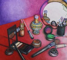 Makeup Still Life Painting, Makeup Still Life, Makeup Wallpaper, Vintage Fitness, Bent Creek, Art Alevel, A Level Art Sketchbook, Angel Drawing, Still Life Photos