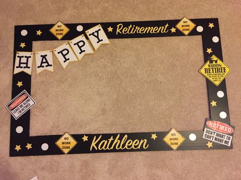 Retirement selfie frame Retirement Photo Frame, Retirement Photo Booth, Graduation Party Photo Booth Props, Photo Booth Backdrop Frame, Office Retirement Party, Retirement Cards Handmade, Diy Photo Booth Backdrop, Frame Props, Retirement Party Decorations