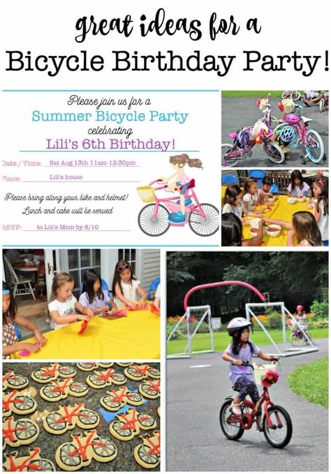 My daughter was so thrilled to learn how to ride her bike without training wheels, that she wanted to have a bicycle birthday party when she turned 6! All of the guests brought along their bikes, which we decorated as a party activity and then rode through an obstacle course! Bike Riding Birthday Party, Bike Parade Birthday Party, Bicycle Party Ideas, Bicycle Birthday Party, Slumber Party Crafts, Bicycle Birthday Parties, Bicycle Birthday, Bicycle Party, Glamping Birthday Party