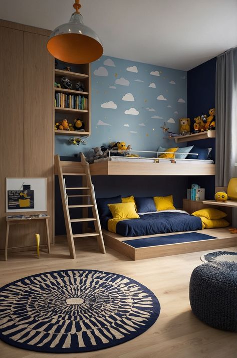 31 Young Boys Bedroom Ideas » HomeQly.com Preschool Boy Bedroom Ideas, Elementary Boy Bedroom, Boys Bedroom Decor Ideas For Kids, Young Boy Room Ideas, Big Boy Bedrooms Toddler, Boys Blue Bedroom, Colorful Boys Room, Boys Beds