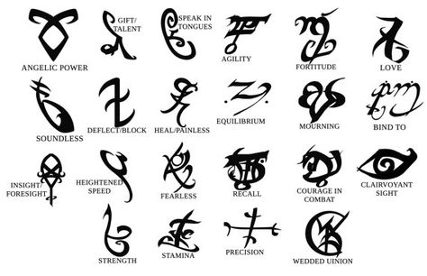 Rune tattoos - These be fun to do for a Con dressing as a Shadow Hunter. Mortal Instruments Runes, Immortal Instruments, Rune Tattoo, 4 Tattoo, Shadow And Bone, Witchy Wallpaper, Symbols And Meanings, Book Tattoo, Celtic Symbols